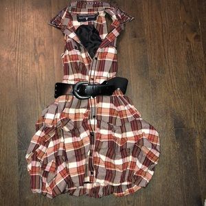 Plaid dress with belt